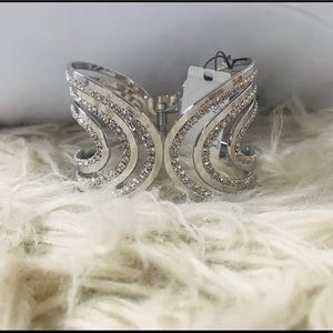 Silver Crystal Cuffed Bracelet